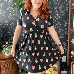 Cakeworthy Hocus Pocus Sanderson Sister Button-Up Dress EUC